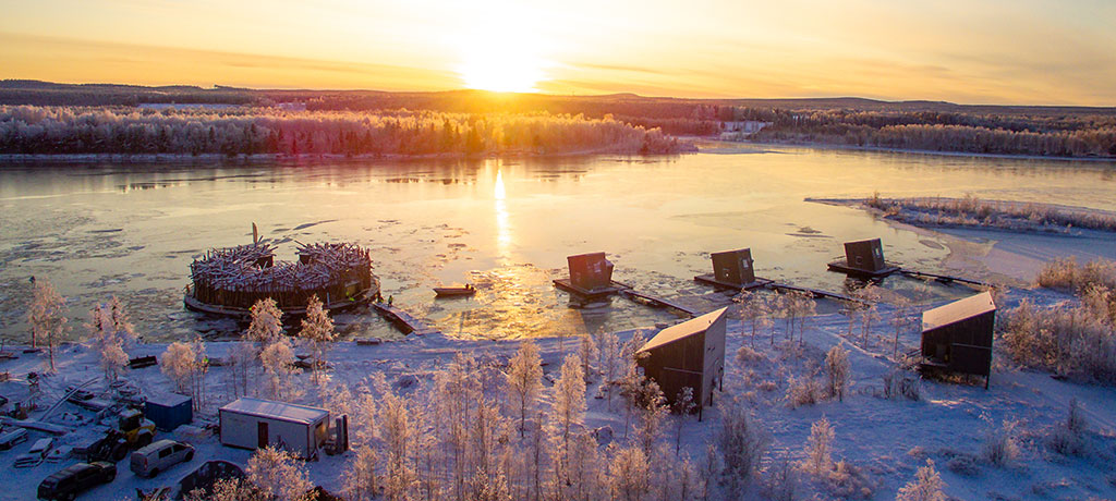 Europe Sweden Lapland Arctic Bath water cabins 