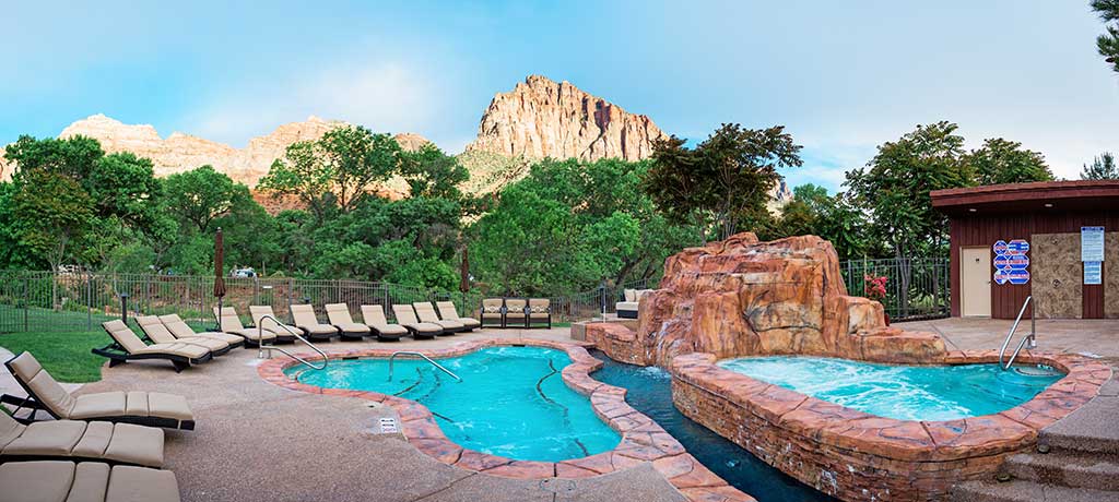 North America Utah Zion National Park Cliffrose Lodge pool