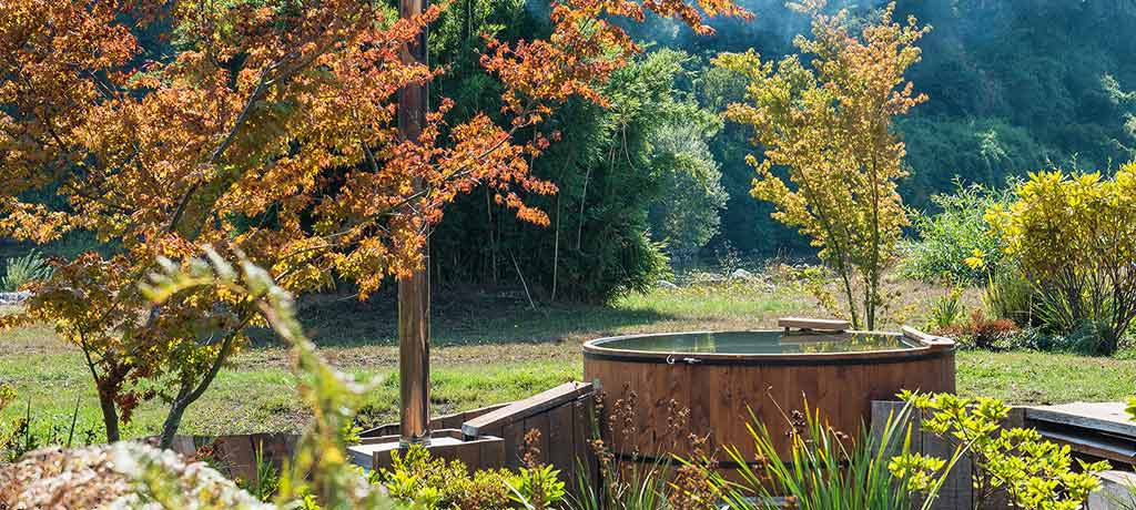 fire heated hot tub