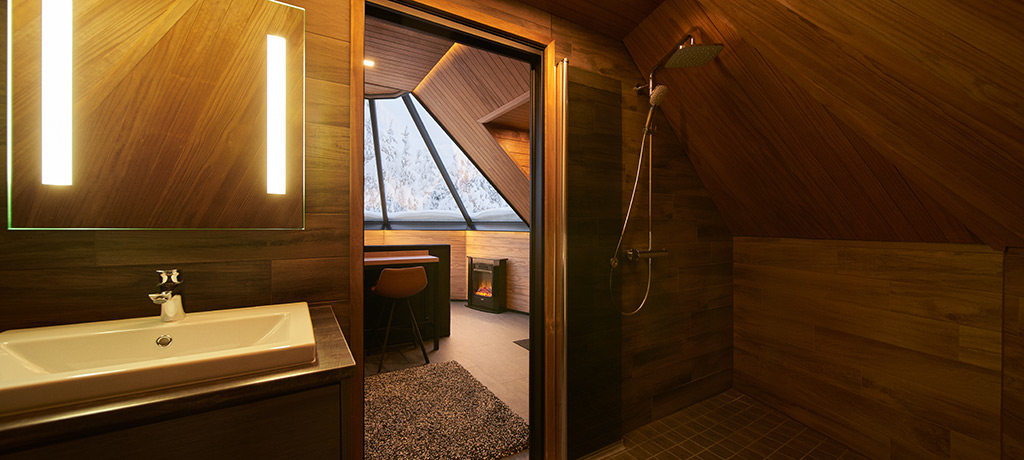 Europe Finland Levi Northern Lights Village Aurora Cabin Bathroom