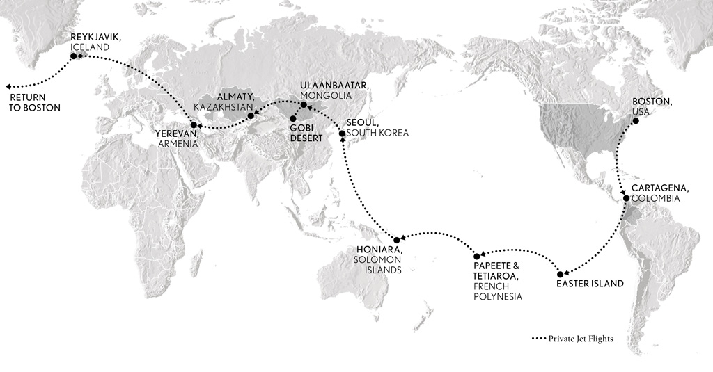 Private Jet Tropics to the Arctic Map large