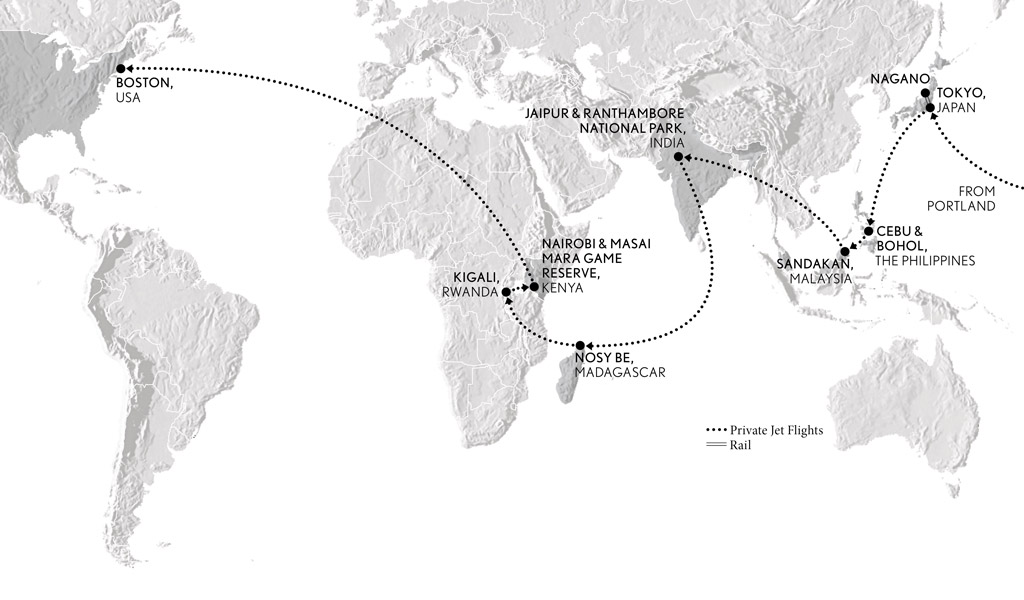 Private Jet Wildlife Safari map 